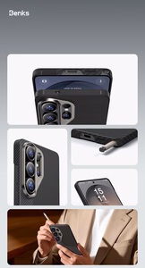 Benks Montage Magnetic Armor Air Kevlar maciņš metāla rāmis 600D+1500D F049 priekš Samsung Galaxy S26 Plus melns