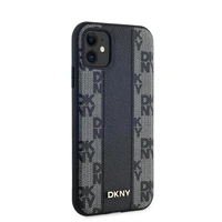 DKNY Ādas rūtainais magnētiskais apvalks iPhone 11 / Xr - melns