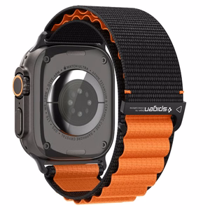 SPIGEN WBF1 РЕМЕШОК APPLE WATCH 6 / 7 / 8 / 9 / 10 / SE / ULTRA 1 / 2 (44 / 45 / 46 / 49 MM) ЧЕРНЫЙ/ОРАНЖЕВЫЙ
