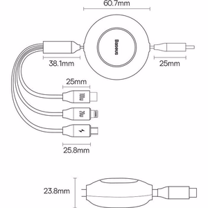 BASEUS kabelis 3in1 Type-C uz Micro USB / Lightning / Type-C PD QC4.0 3,5A 100W CAMJ010205 1,1m Magnētiskais