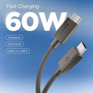 Spigen Essential EB6015CC USB-C kabelis, 60 W, 150 cm – tumši pelēks