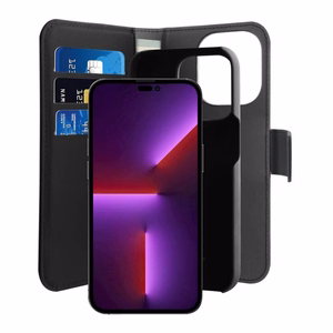 Puro Wallet atdalāms MagSafe 2in1 PU ādas apvalks ar flapu un maku iPhone 14 Pro - melns