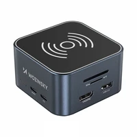 Hub USB-C 12 in 1 Wozinsky WHBC09Y8S daudzfunkcionāls, ar bezvadu uzlādes funkciju, alumīnijs, ar 15 cm kabeli - pelēks