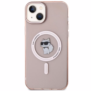 Viedtālruņa apvalks Karl Lagerfeld IML Choupette Magnētiskais MagSafe iPhone 15 Plus - rozā (m)