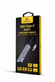 Gembird A-CM-COMBO5-02 USB-C uz HDMI/USB3 adapteris 5-in-1