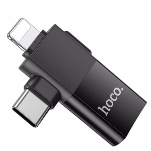 Adapteris OTG 2in1 USB C / Lightning uz USB A Hoco UA17 melns