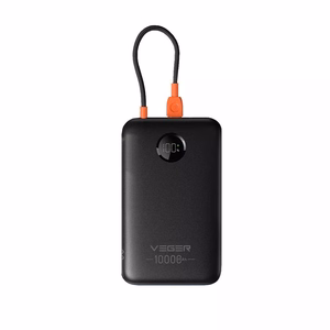 Portatīvais lādētājs 10000 mAh with built-in kabelis USB C QC3.0 PD 2A 22,5W K1C W1189 melns