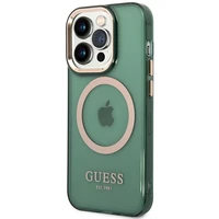 Guess GUHMP14XHTCMA iPhone 14 Pro Max 6.7 ciets vāciņš – zaļš/khaki – ar zeltainu kontūru, caurspīdīgs MagSafe