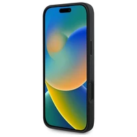 Guess Saffiano Classic Logo Magnētiskais viedtālruņa apvalks iPhone 16 - melns