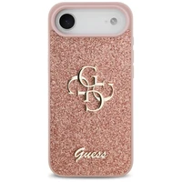 Oriģinālais apvalks GUESS 4G Liels logotips ar fiksētu glitter dizainu iPhone 17 Air rozā