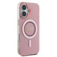 Guess IML Rhinestones Magnētiskais viedtālruņa apvalks iPhone 16 - rozā