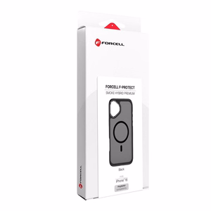 Case for iPhone 16 Forcell F-Protect Smoke Hybrid Premium compatible with MagSafe black