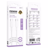 USB kabelis Borofone BX117 60W no USB-C uz USB-C 1.0m, balts