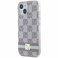 DKNY IML rūtainais mono raksts un drukātās svītras magnētiskais viedtālruņa apvalks iPhone 15 / 14 / 13 - bēšs