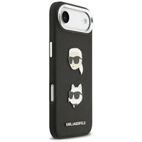 KARL LAGERFELD viedtālruņa apvalks IPHONE 17 Air, ar magnētisko MagSafe, (KLHCP17MPSFDHPOK, FW Grained PU W/ K&C Heads Pins & Logo) melns