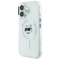 Karl Lagerfeld IML Metal Choupette Head magnētiskais viedtālruņa apvalks iPhone 16 Plus - balts