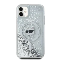 Karl Lagerfeld Šķidrie Spīdumi Choupette galvas MagSafe apvalks iPhone 11 / Xr - caurspīdīgs