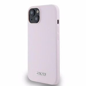 DKNY šķidrā silikona mazā metāla logotipa magnētiskais viedtālruņa apvalks iPhone 14 / 15 / 13 - rozā