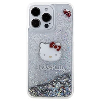 Hello Kitty šķidrā spīduma piekariņi Kitty Head viedtālruņa apvalks iPhone 15 Pro Max - sudraba