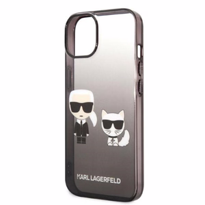 Karl Lagerfeld KLHCP14STGKCK iPhone 14 6,1 "cietais apvalks melns / melns Gradients Ikonik Karls & Choupette
