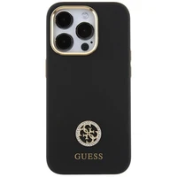 Guess silikona Logo Strass 4G viedtālruņa apvalks iPhone 15 Pro - melns