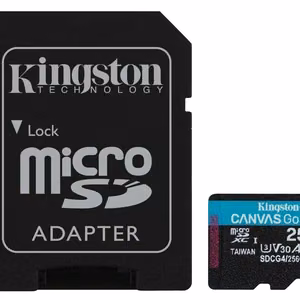 Kingston Atmiņas karte 256GB microSDXC Canvas Go Plus Gen4 200MB/s A2 U3 V30 + adapteris
