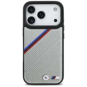 BMW M Tricolor Metal Logo MagSafe viedtālruņa apvalks iPhone 17 Pro - pelēks