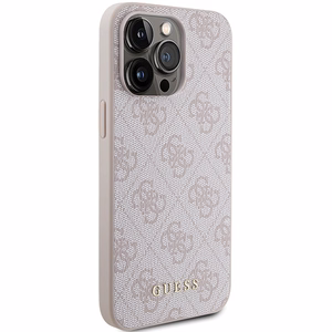 Guess 4G Metal Gold Logo viedtālruņa apvalks iPhone 15 Pro Max - rozā