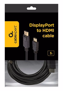 Gembird CC-DP-HDMI-3M DisplayPort uz HDMI kabelis (nav abpusējs), 3m, melns