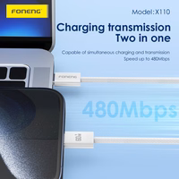 Foneng Kabelis X110 - Type-C uz Type-C - PD 60W 3A 1,2 m balts