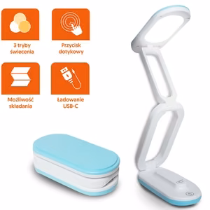 Collapsable LED desk Lampa 10W, 3000/4500/6000K, 1200mAh, zils, LTC