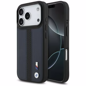 BMW M Perforated Stripe Logo MagSafe чехол для iPhone 17 Pro — тёмно-синий
