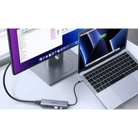 Adapteris Ugreen CM511 USB-C uz HDMI 1.4 + 3xUSB-A + USB-C PD100W pelēks