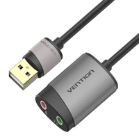 Ārējā USB skaņas karte Vention CDKHB, TRS 3.5mm, 0.15m (pelēka)