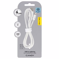 Blavec Kabelis Candy pīts - USB uz Lightning - 2,4A 2 metri Apple CarPlay (CCA-UL24W20) balts