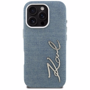 Karl Lagerfeld FW Jeans Signature Logo iPhone 16 Pro Case - Blue