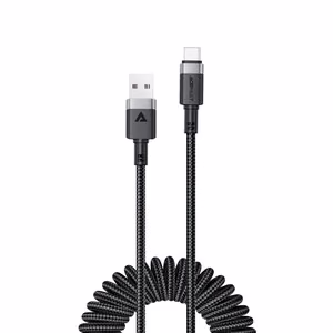 Acefast C14-04 USB-A - USB-C spring cable 480Mb/s 3A 1.2m - black