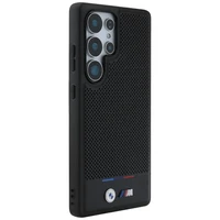 BMW ādas trīskrāsu svītras MagSafe apvalks Samsung Galaxy S25 Ultra - melns