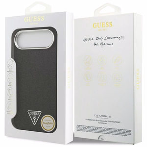 Guess Mirdzošs Trīsstūra Logotips Magnētiskais viedtālruņa apvalks iPhone 17 Air - melns