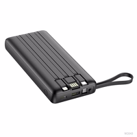 VEGER Portatīvais lādētājs 20000 mAh ar iebūvētu kabeli Micro USB / Type C / Lightning C20 (W2047 / W2059) melns