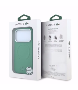 Case Lacoste PVC Petit Pique Semi Wrap Embossed MagSafe Apple iPhone 18 Pro Max green