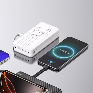 Dudao K11 Pro 20000mAh portatīvais lādētājs ar iebūvētiem kabeļiem - balta