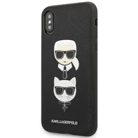 Karl Lagerfeld Saffiano Karl&Choupette Galvas viedtālruņa apvalks iPhone XS Max - melns
