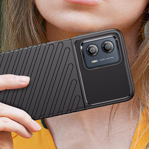 Thunder viedtālruņa apvalks Motorola Moto G53 silikona bruņu apvalks melns