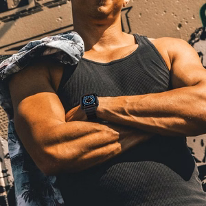 Band "Siksniņa Band" priekš Apple Watch 42mm/44mm/45mm (Melns + Sarkans)