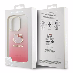 Hello Kitty IML Gradient Electrop Kitty Head viedtālruņa apvalks iPhone 15 Pro - rozā