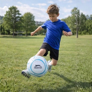Slazenger 32-panel training football, size 5, white and blue