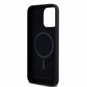 Karl Lagerfeld Silikona Karl&Choupette Ring MagSafe viedtālruņa apvalks iPhone 15 Pro Max - melns