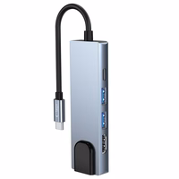 HUB Tech-Protect V3 5in1 USB-C - USB-A 3.0 / USB-A 2.0 / USB-C / HDMI / RJ45 - pelēks