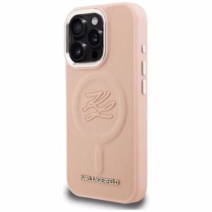 Karl Lagerfeld iniciāļu un metāla logotips MagSafe maciņš iPhone 16 Pro Max - rozā